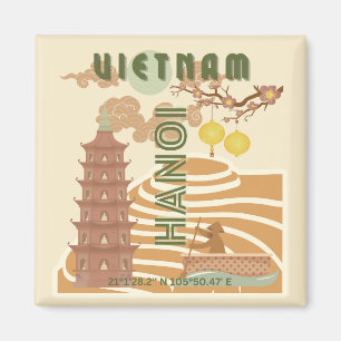 Aimant Vietnam Travel Art, Vintage
