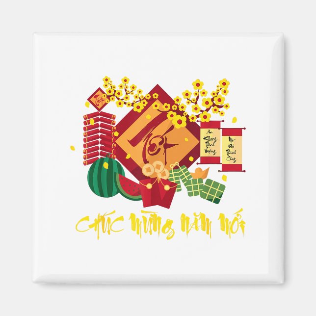 Aimant Vietnamese Lunar New Year 2026 Tet Viet Chuc Mung  (Devant)