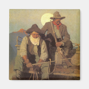 Aimant Vieux Cowboys, The Pay Stage par NC Wyeth