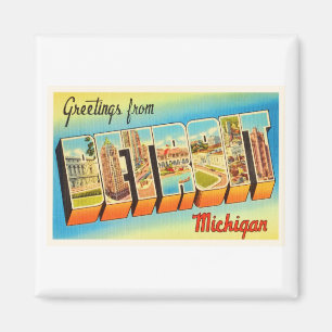 Aimant Vieux souvenir de Vintage voyage de Detroit