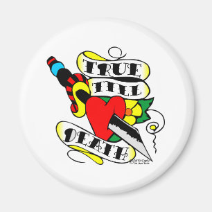 Aimant Vieux Tatouage Skool Vrai Jusqu'À La Mort Coeur Da