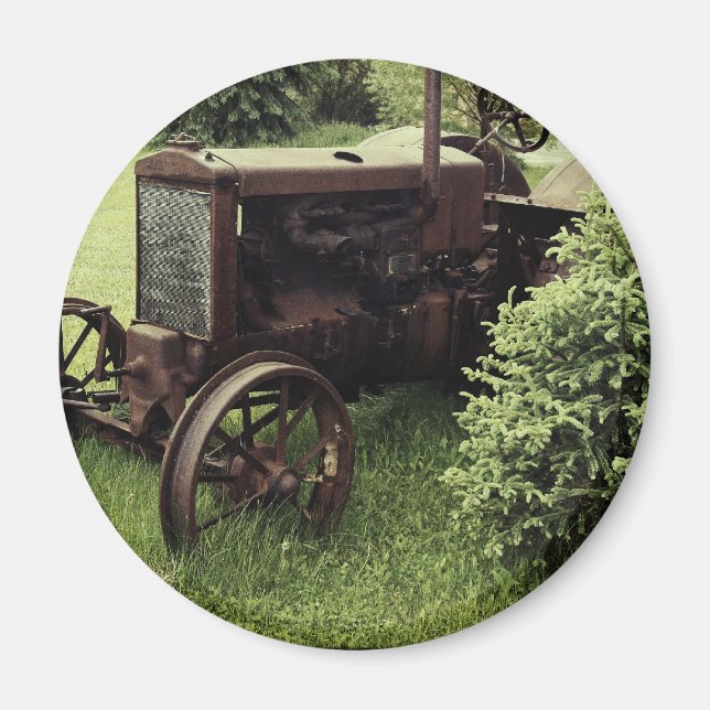 Aimant Vieux tracteur rouillé (Devant)
