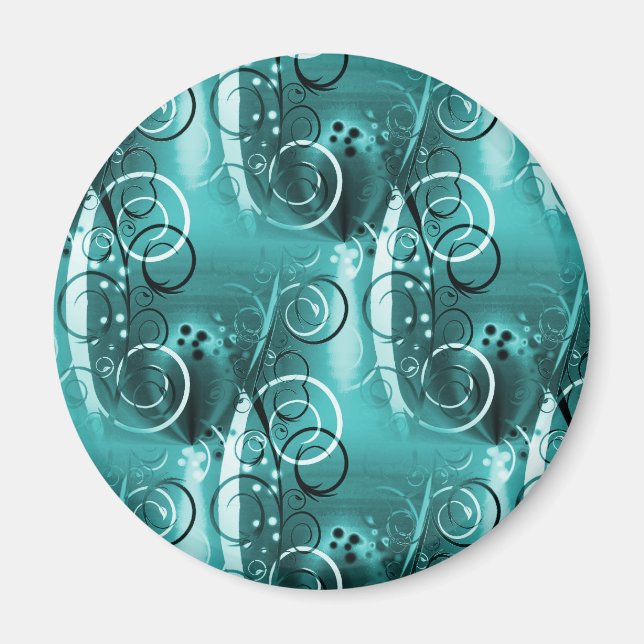 Aimant Vignes Abstraites Florales Aqua Blue Girly Cadeaux (Devant)