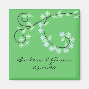 Aimant Vignes et fleurs vertes élégantes