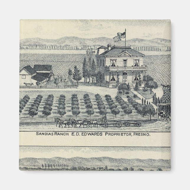Aimant Vignoble de Haie Row, Fresno (Devant)
