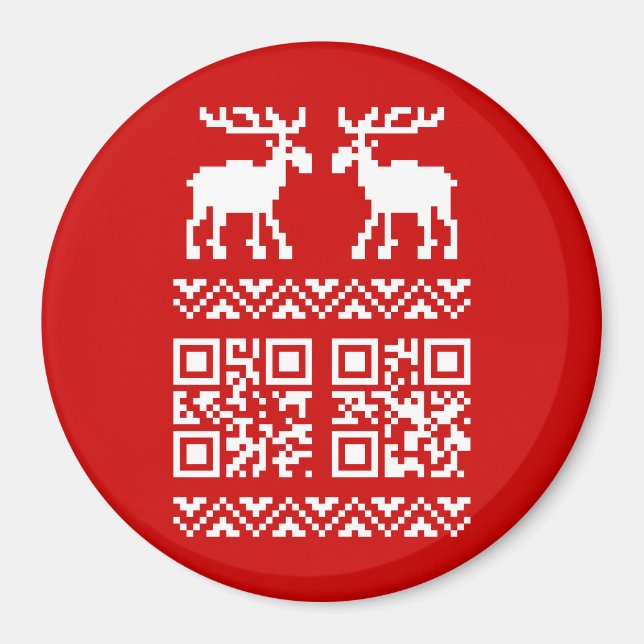 Aimant Vilain Sweater QR Code Bonne année! (Devant)