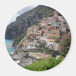 Aimant Village de Positano à l'aimant rond de côte