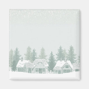 Aimant Village d'hiver de Noël vintage