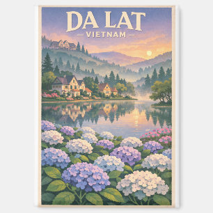 Aimant ville de Da Lat, Vietnam, dans un style rétro clas