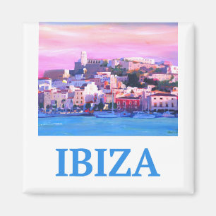 Aimant Ville et port d'Ibiza de rétro affiche vieux