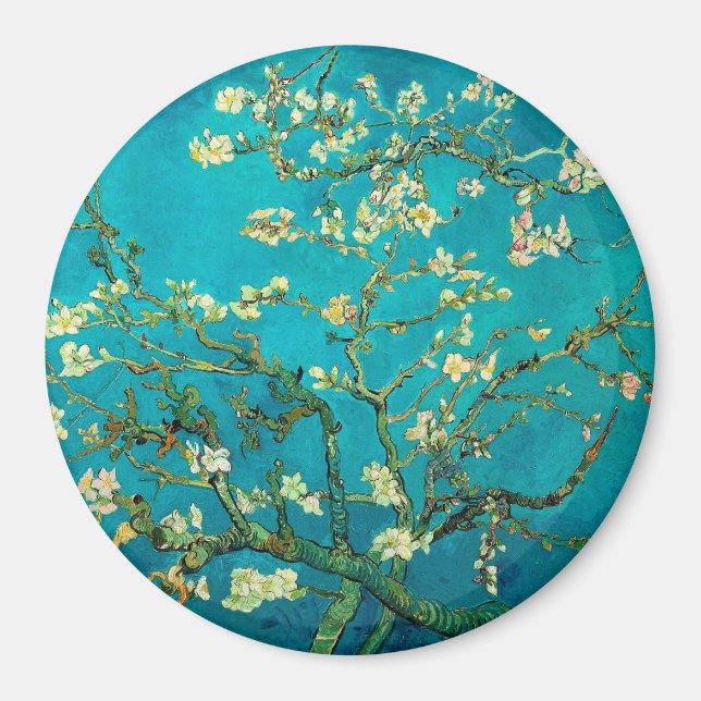 Aimant Vincent Van Gogh Blossoming Almond Tree Floral Art (Devant)