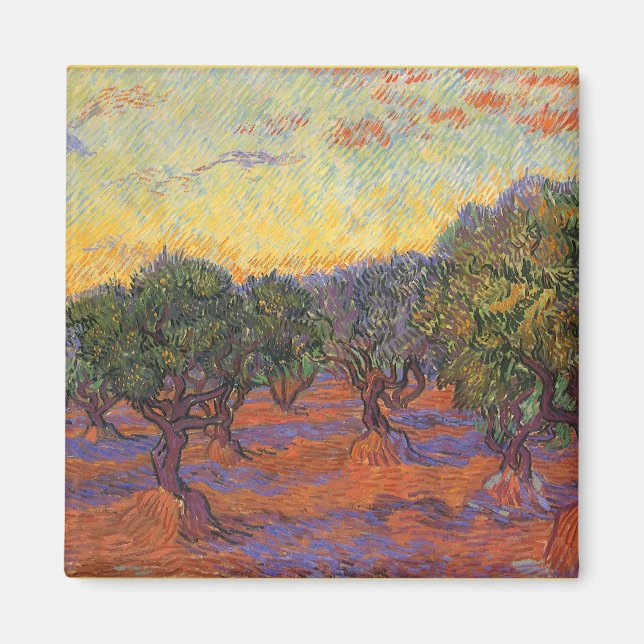 Aimant Vincent van Gogh - Olive Grove, Orange Sky (Devant)