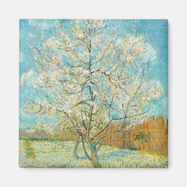 Aimant Vincent van Gogh - Poche rose en fleurs (Devant)