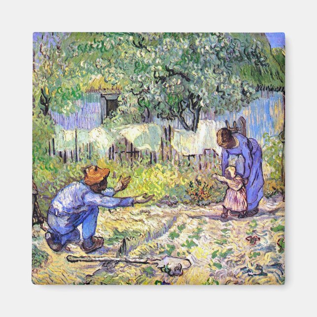 Aimant Vincent Van Gogh - Premiers pas - Art Fête des pèr (Devant)