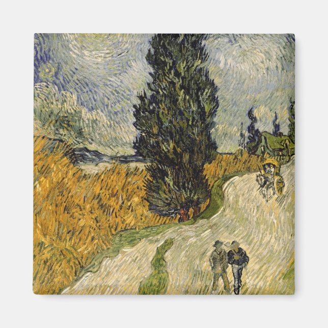 Aimant Vincent van Gogh | Route avec Cyprès, 1890 (Devant)