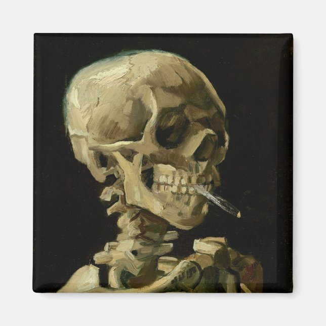 Aimant Vincent Van Gogh Skeleton avec une cigarette brûla (Devant)