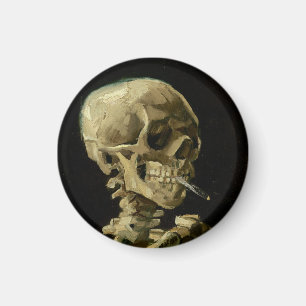 Aimant Vincent Van Gogh Skeleton avec une cigarette brûla