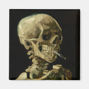 Aimant Vincent Van Gogh Skeleton avec une cigarette en fe