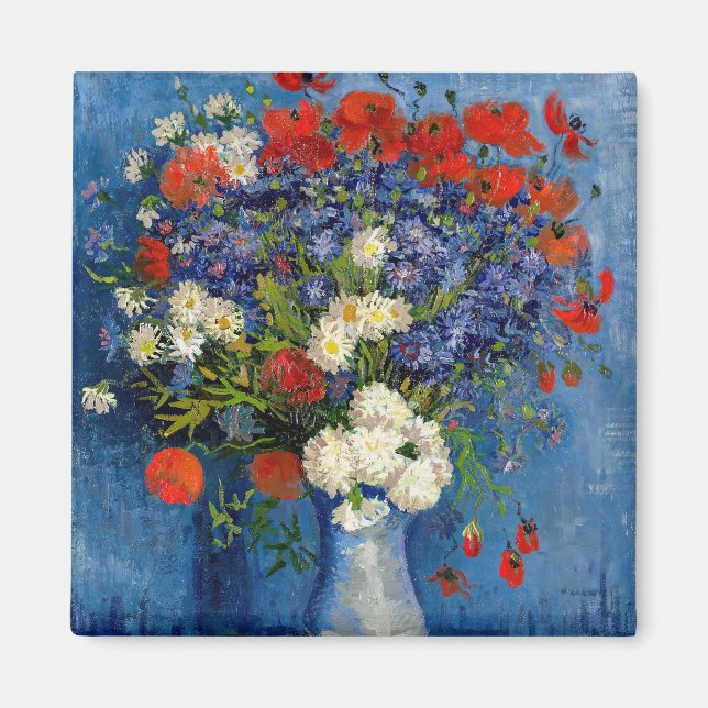 Aimant Vincent van Gogh - Vase avec Cornflowers & Poppies (Devant)