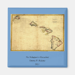 Aimant Vintage 1837 Hawaii Map - Hawaiian