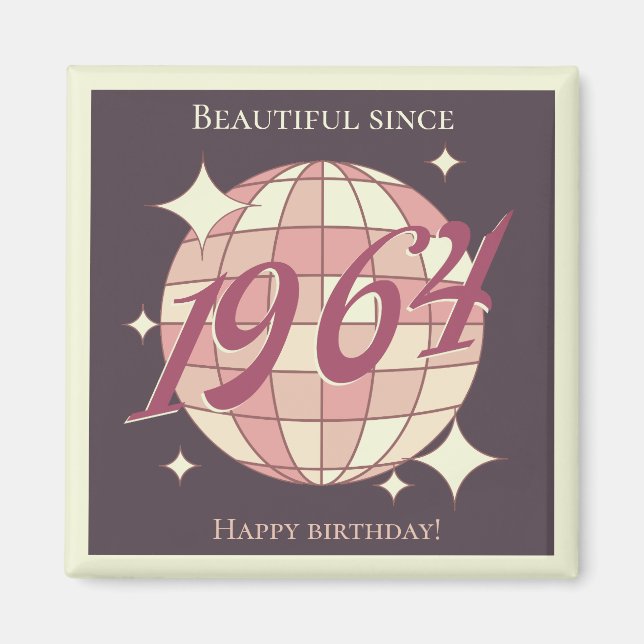 Aimant Vintage 1964 60e anniversaire rétro violet (Devant)