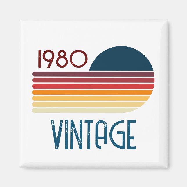 Aimant Vintage 1980 Retro Stripe Sun (Devant)