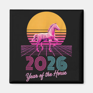 Aimant Vintage 2026 Année du cheval lunaire Cowgirl CNY Z