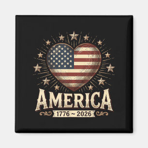 Aimant Vintage 250 Ans Patriotique États-Unis 250e Annive