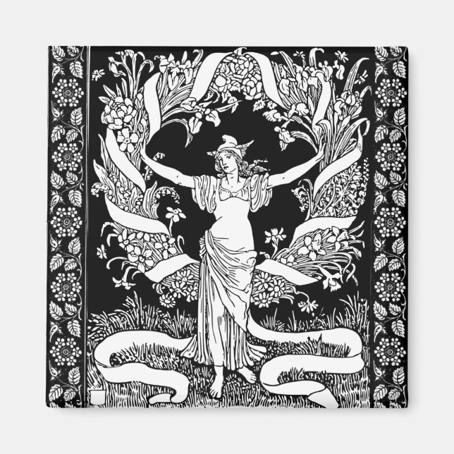 Aimant vintage à couronne de fleurs (Devant)