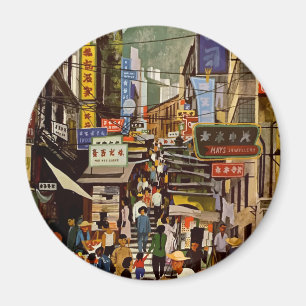 Aimant Vintage Airline Hong Kong Chine Voyage