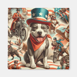 Aimant Vintage American Pit Bull Terrier Art