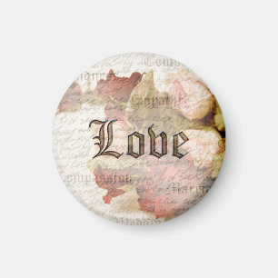 Aimant Vintage Amour Rose Art