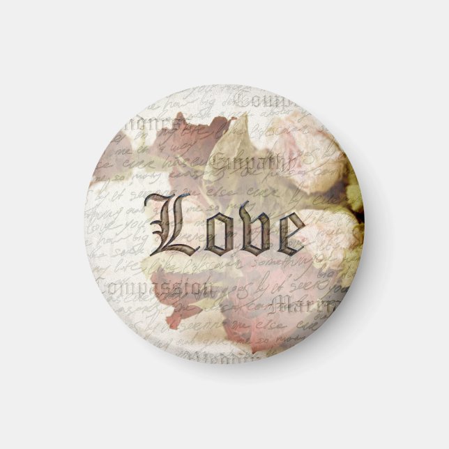 Aimant Vintage Amour Rose Art (Devant)
