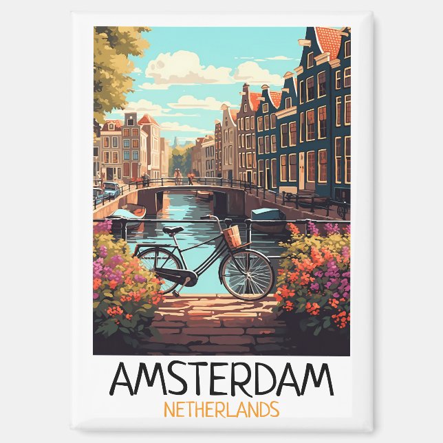 Aimant Vintage Amsterdam Netherlands Painting (Recto)