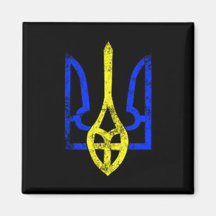 Aimant Vintage Ancien Tryzub Symbole Ukrainien Drapeau Uk