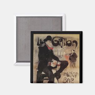 Aimant Vintage Art Nouveau Le Grillon, Man Drinking Beer