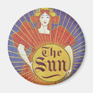 Aimant Vintage Art Nouveau, New York Sun Newspaper