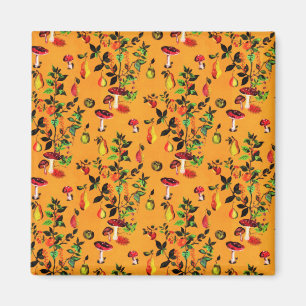 Aimant Vintage Autumn Forest Champignons Fruits Aquarelle
