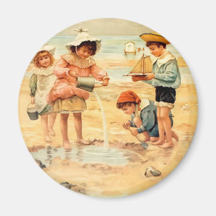 Aimant Vintage Beach Boy Girl Children Fine Art