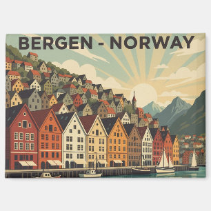 Aimant Vintage Bergen Norvège Voyage