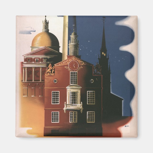 Aimant Vintage Boston, Massachusetts Paul Revere's Ride (Devant)