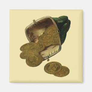 Aimant Vintage Business Finance, Gold Coin Money en bours