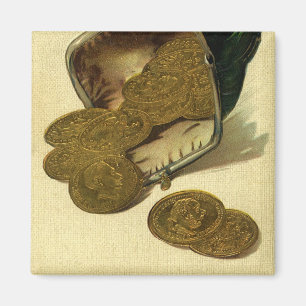 Aimant Vintage Business Finance, Gold Coin Money en bours