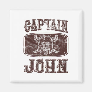 Aimant Vintage Capitaine John Pirate personnalisé Ponton