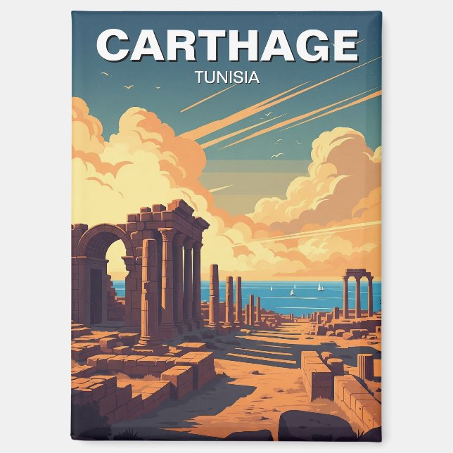 Aimant Vintage Carthage Tunisie Travel (Recto)