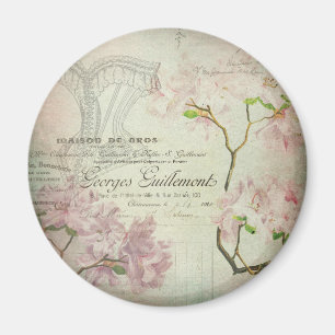 Aimant Vintage Chic français Script Fleurs de Chabby Cors