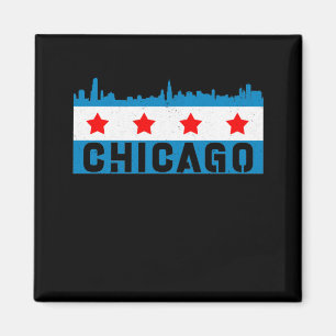 Aimant Vintage Chicago Flag Skyline