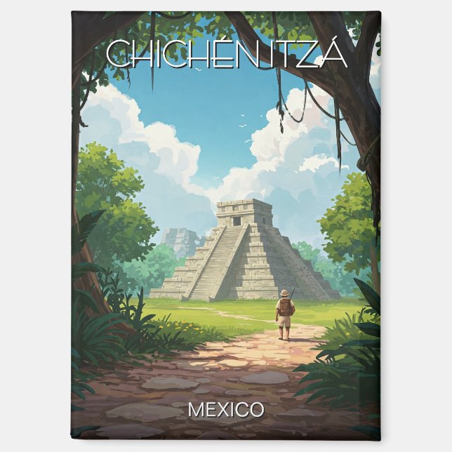 Aimant Vintage Chichen Itza Mexico Travel (Recto)