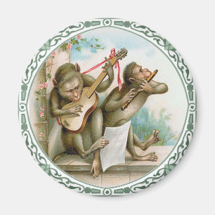 Aimant vintage d'art - singes anthropomorphes