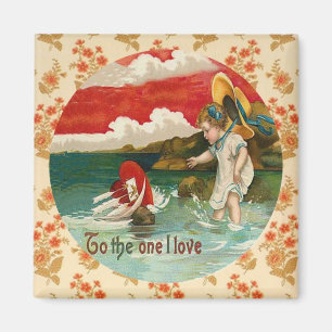 Aimant vintage de coutume de Valentine de coeur de